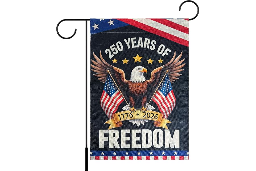 250 Anniversary USA Garden Flags, 250 Year American Yard Flags 12x18 Inch Double Sided, Patriotic with Eagle Design Flag 250th Anniversary Decorations for Porch Patio Lawn Garden Decor (Anniversary)