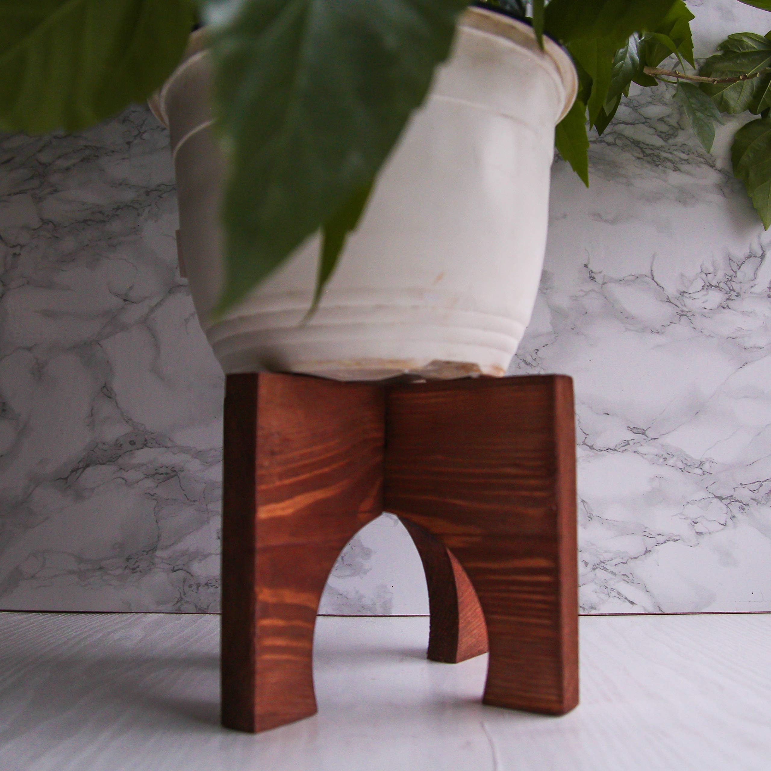 Adjustable Wood Century Plant Stand Mid Century Modern for Indoor Outdoor Planters, Flower pot, PLant Holder for Pots from 8 to 10 inches