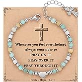 TONY & SANDY Christian Gifts for Women, Religious Cross Bracelet Jewelry, Easter Basket Stuffers for Teens Kids Adults, Faith Confirmation Baptism Christmas Birthday Gifts for Women