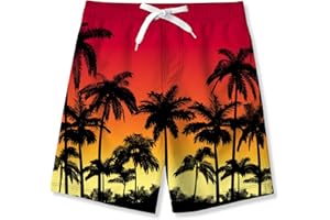 Cozople 7-16T Teen Boys Swim Trunks Quick Dry UPF 50+ Swimwear Bathing Suit for Big Boys Beach Swim Boards Shorts