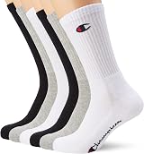 Champion Logo Socks 6 Pairs Crew Cotton Unisex Mid Calf Ribbed view 2
