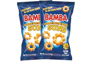 OSEM Bamba Peanut Butter Suns - Peanut Butter Sun Puffs Bulk, Vegan PB Snack with Crunch for Kids, Grain Free Protein Snack, No Sugar - 4oz Bags (2 Pack)