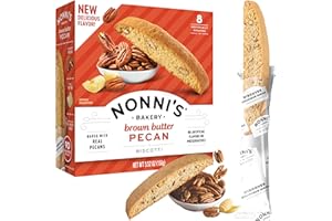 Nonni's Brown Butter Pecan Biscotti, Nutty Pecan Cookie with Rich Browned Butter Flavor, 8 Individually Wrapped Bakery Snacks, 5.52 oz