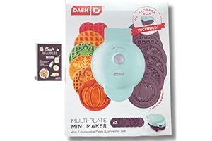 Mini Waffle Maker with 7 Removable Plates - Includes Storage container and Bundled with Waffle Recipe Card by Infinite Abundance Bundles