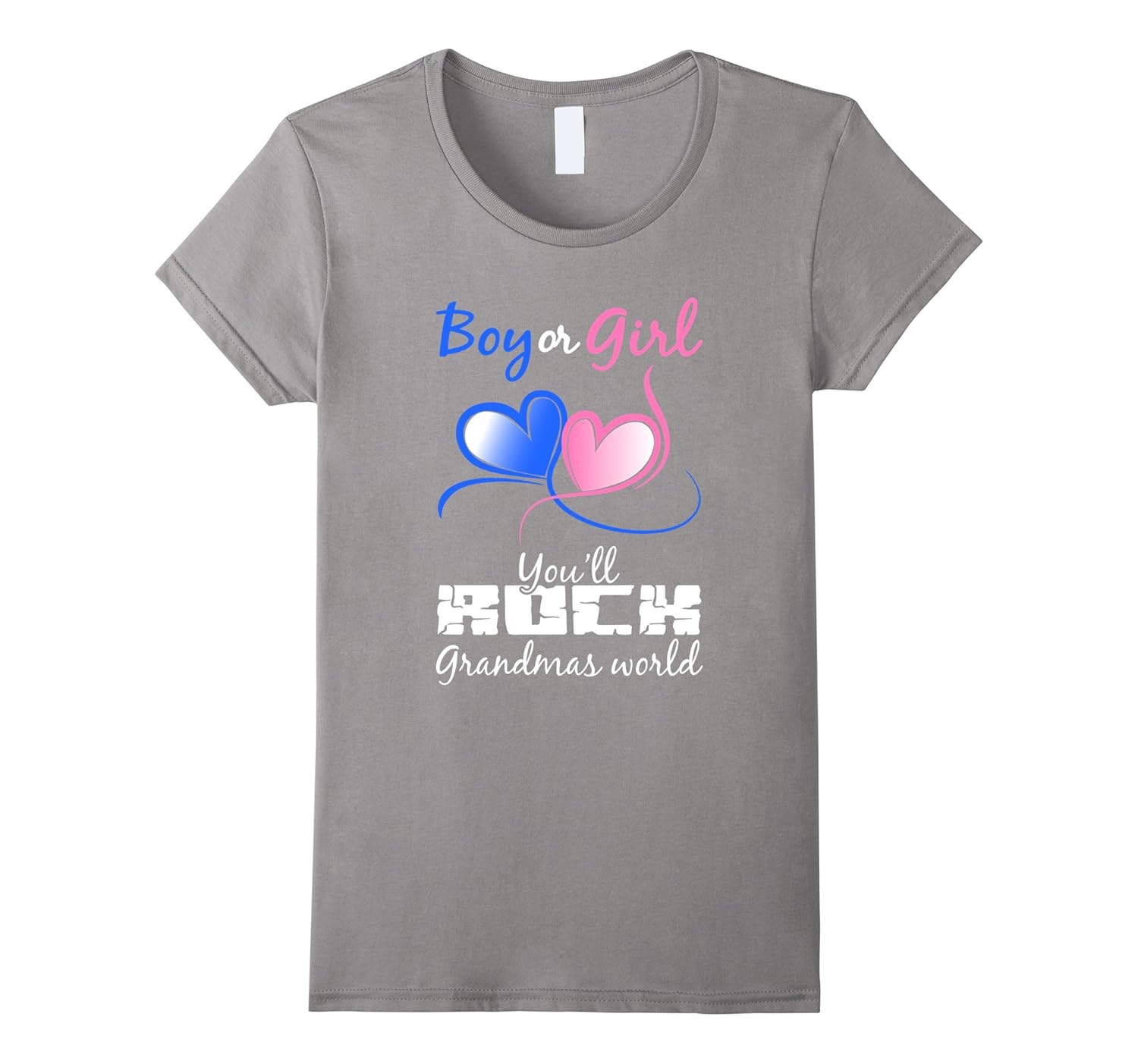 Womens Boy Or Girl Gender Reveal Baby Shower Grandma T Shirt-Rose