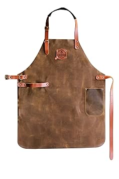 McBrikett Leder Grillschürze 100% Echtleder | 74x60cm | Grill & BBQ Schürze