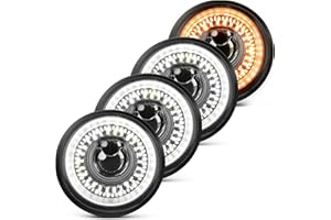 BRAVEWAY Anti-glare 5.75"(5 3/4 inch) Round LED Headlights with Start-up Gradient Welcome Halo,White DRL, Amber Turn Signal, Sharp Cut-Off Line Projector High and Low Beam