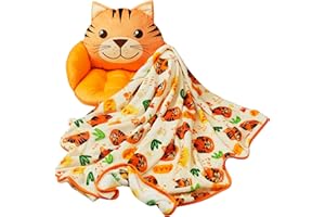 Unicorns & Robots Kids Tiger Lounge Pillow with Blanket, Plush Animal Cozy Cushion, Playroom Cozy Cushion & Tiger Room Decor, Ages 3+