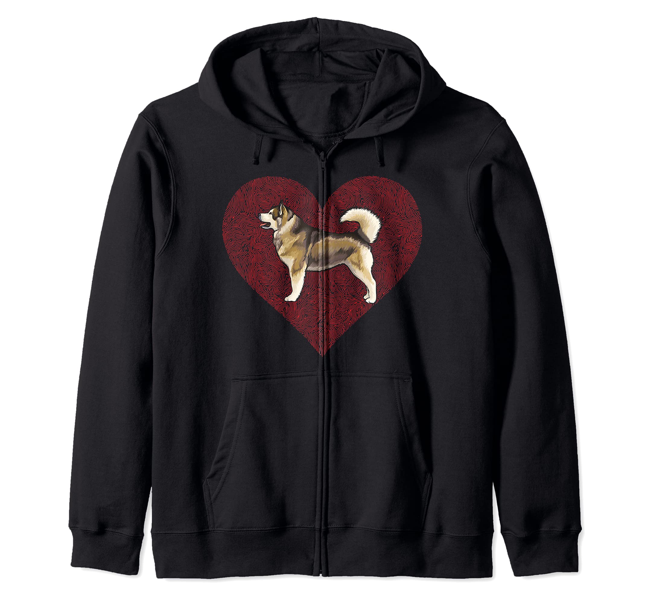 Alaskan Malamute Valentines Day Dog Love Fingerprint Zip Hoodie