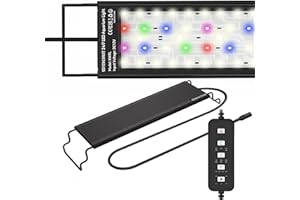 SEVENCONST 24/7 Mode LED Aquarium Light for 18-24 Inch Plant & Fish Tank, IP68 Full Spectrum Light, Sunrise-Daylight-Moonlight, White Red Green Blue Pink LEDs with Extendable Brackets for Freshwater