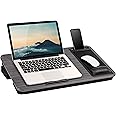 LAPGEAR Elevation Pro Lap Desk with Gel Wrist Rest, Mouse Pad, Phone Holder, Device Ledge, and Booster Cushion - Gray Woodgra