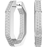 SWAROVSKI Dextera hoop earrings, Octagonal, White