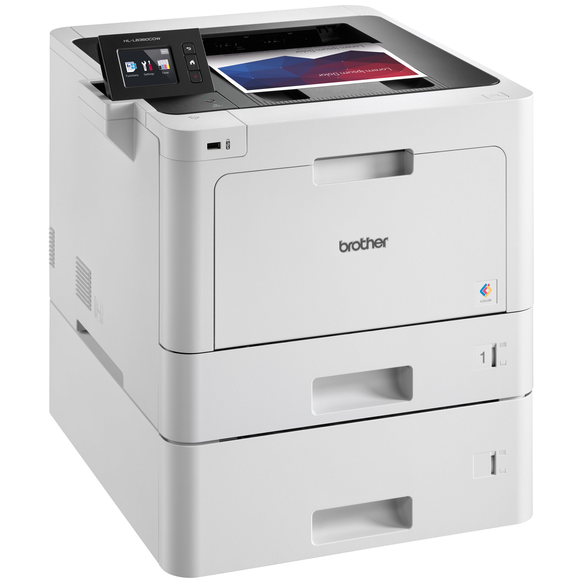 Brother Printer HLL8360CDWT Business Color Laser Printer with Duplex Printing, Wireless Networking and Dual Trays, White