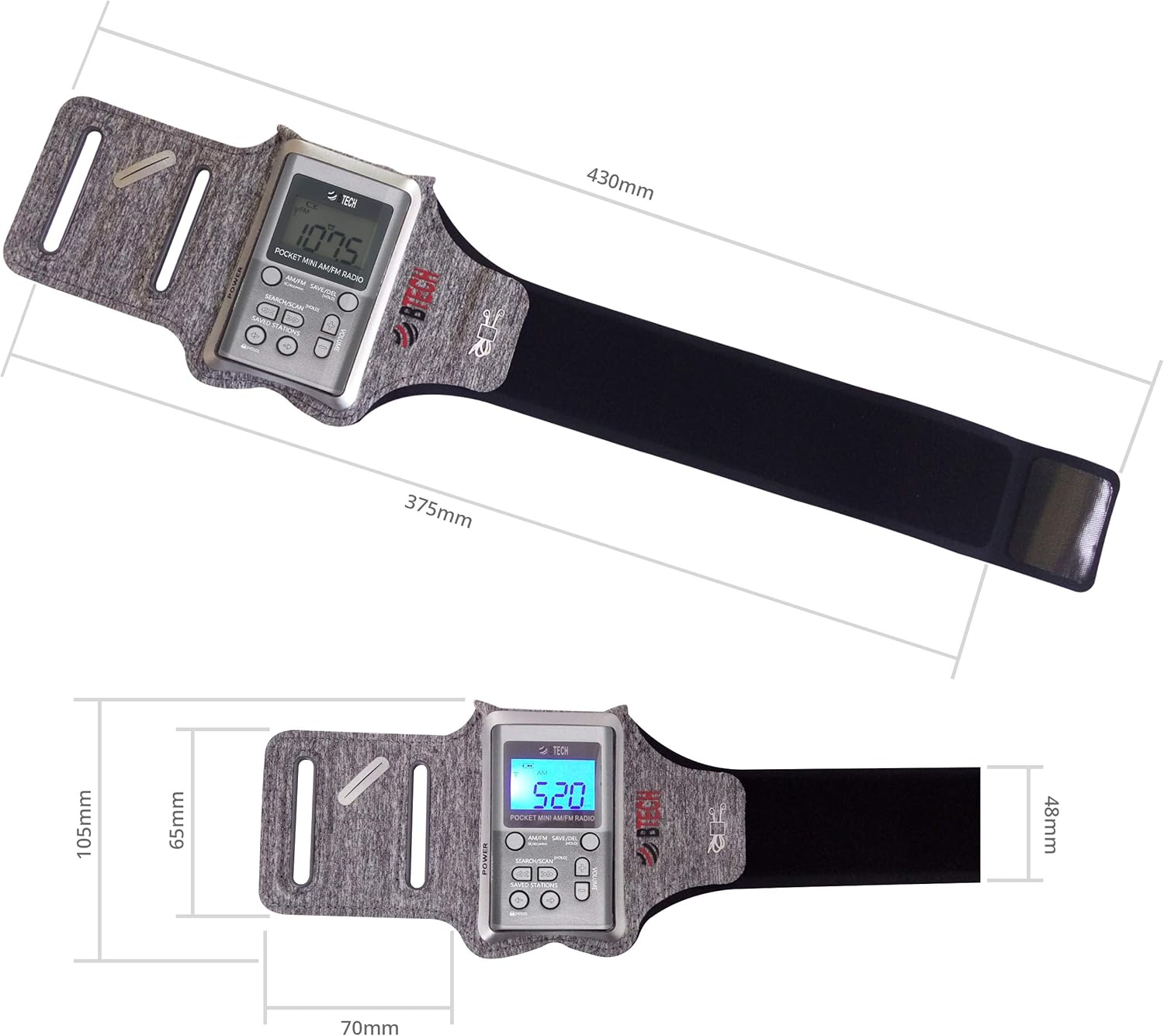 BTECH MPR-AB Armband Radio Holster Designed for The MPR-AF1 AM FM Pocket Radio: Electronics