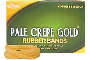 Alliance Rubber 20645 Pale Crepe Gold Rubber Bands Size #64, 1 lb Box Contains Approx. 490 Bands (3 1/2" x 1/4", Golden Crepe)