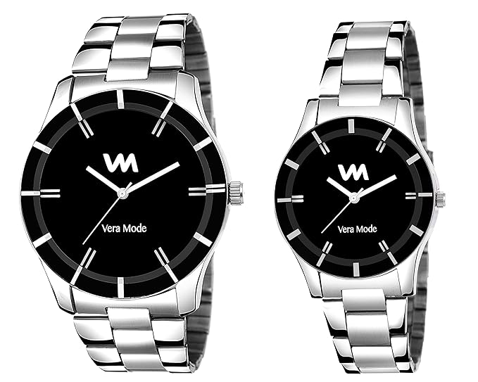 Analogue Black Dial Couple Watch