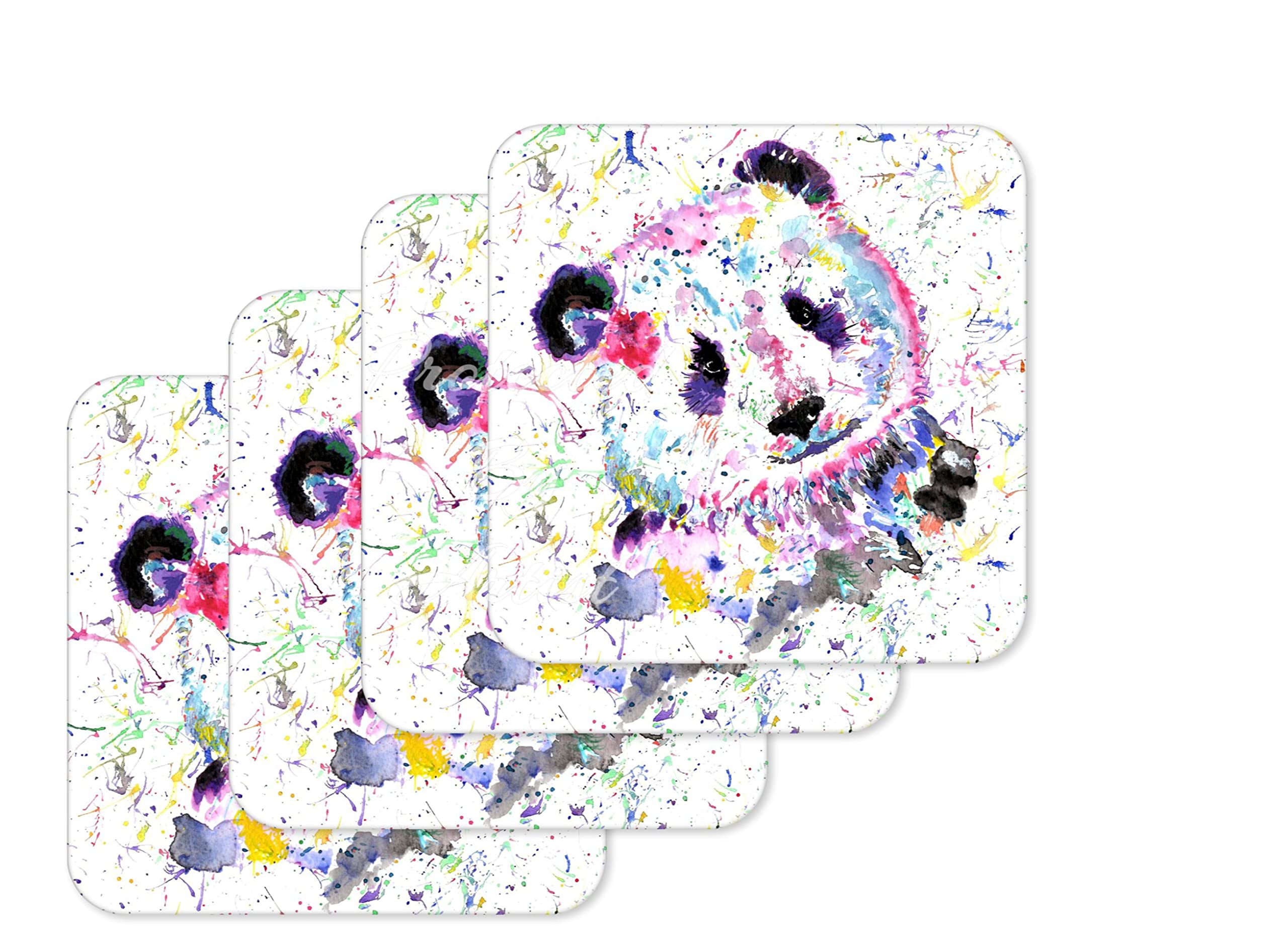Coaster Panda Animals Coasters Watercolour Art Gift Work Office Dining Tea coffee (4)