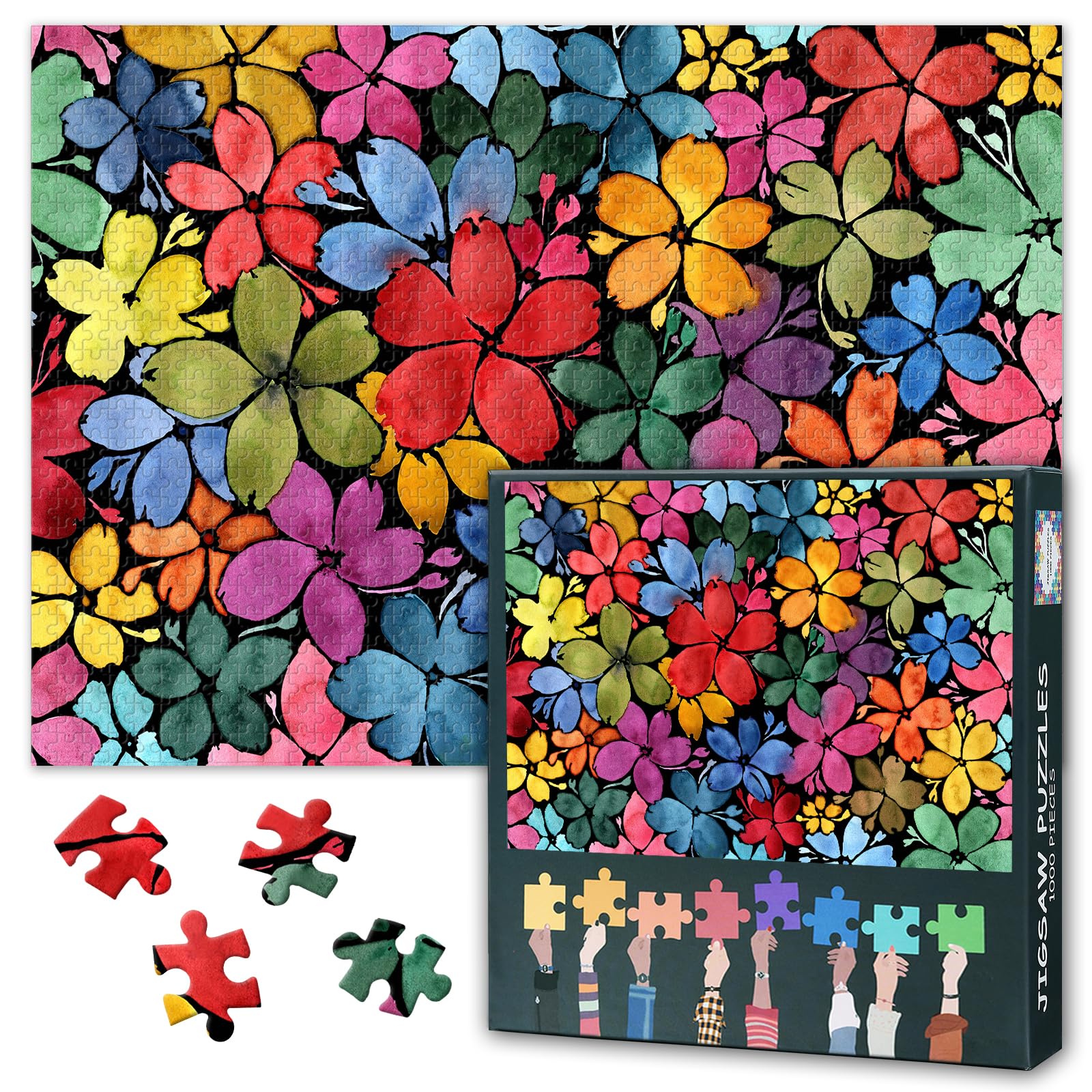 1000 Piece Puzzles for Adults, Jigsaw Puzzles for Adults - Lush Garden Bursting with Vibrant Colorful Flowers, Botanical Art, Cool and Relaxing Adult Puzzle(27.5x19.7 Inches)