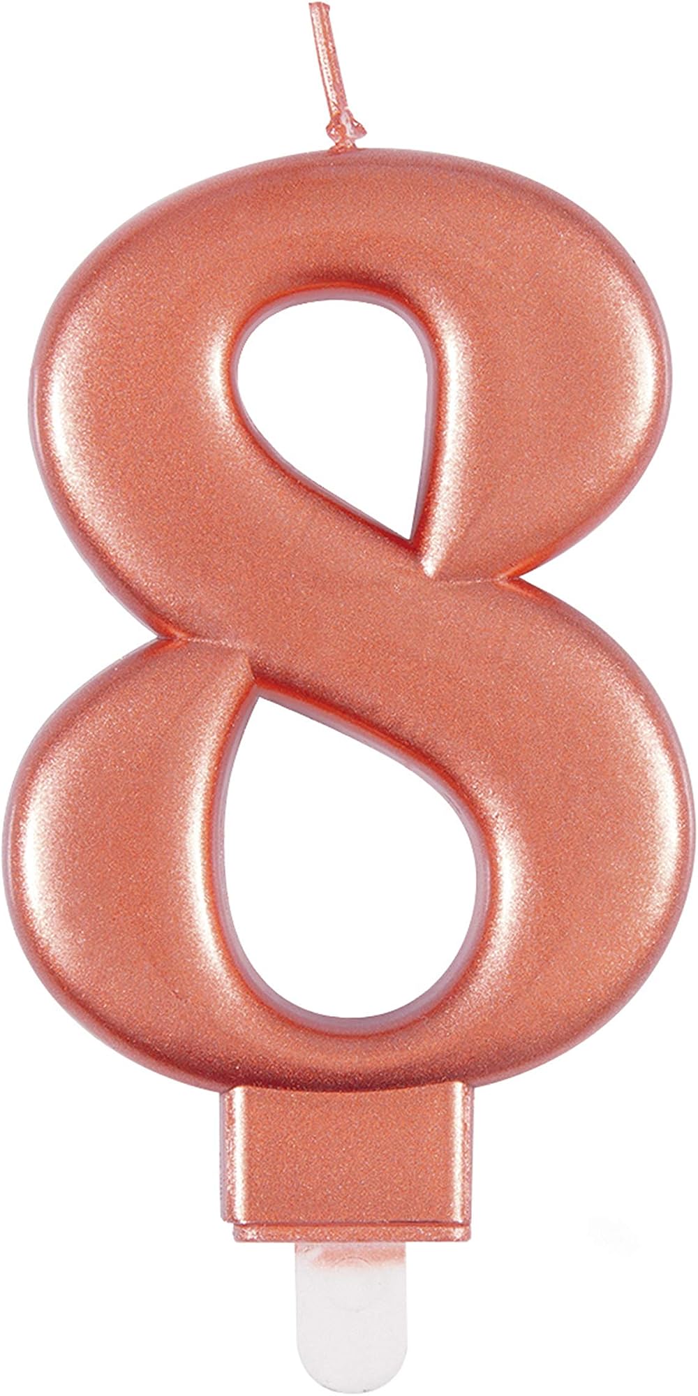 Unique Elegant Rose Gold Number 8 Birthday Candle - Metallic Finish