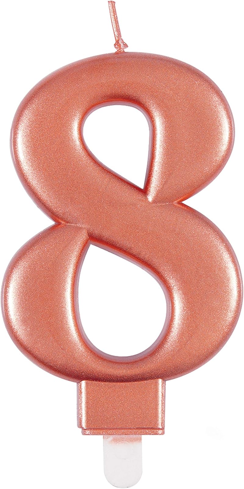 Unique Elegant Rose Gold Number 8 Birthday Candle - Metallic Finish