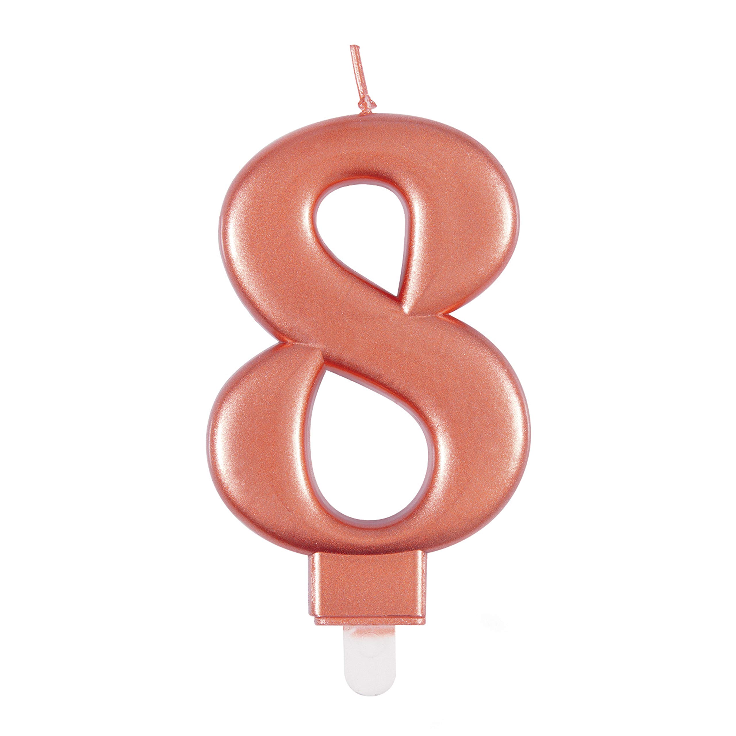 Elegant Metallic Rose Gold Number 8 Birthday Candle - Perfect for Birthday Parties, Anniversaries & More - 1 Pc