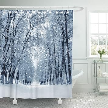 Amazon Com Emvency Shower Curtain 72x72 Inches Blue Snow