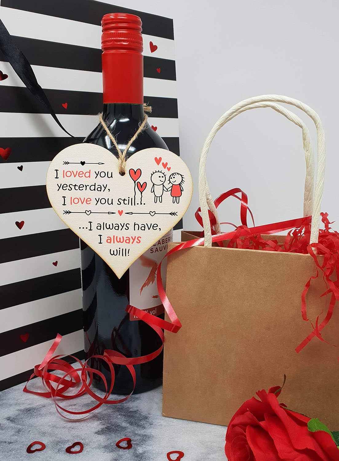 The Plum Penguin Handmade Wooden Hanging Heart Plaque Valentine's Gift for someone special boyfriend girlfriend husband wife romantic keepsake - Image 3