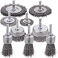 WENORA 9 Pack Wire Brush for Drill Set, Wire Wheel for Drill 1/4 Inch Hex Shank,Wire Cup Brush for Drill, Wire Brushes for Cleaning Rust