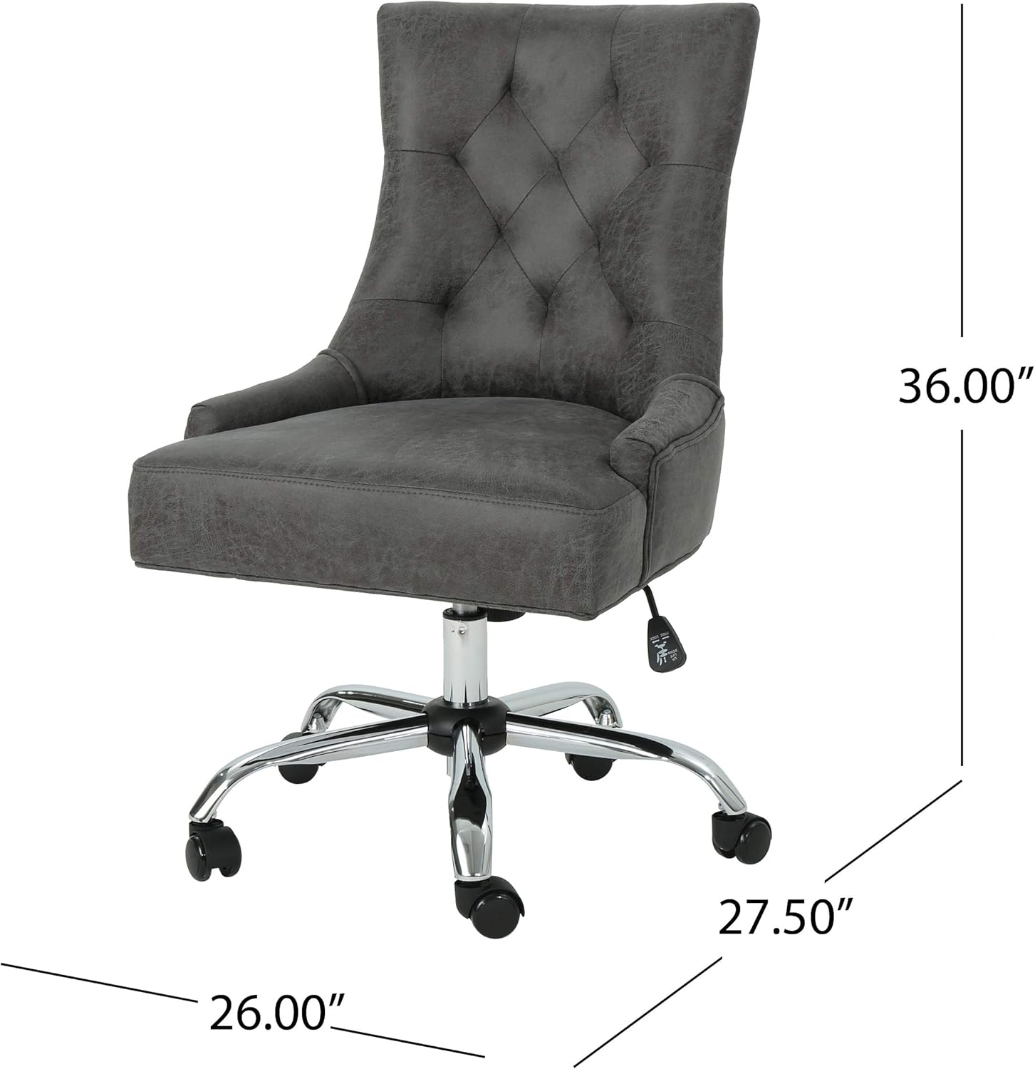 Christopher Knight Home Bagnold Desk Chair, Slate + Chrome: Kitchen & Dining