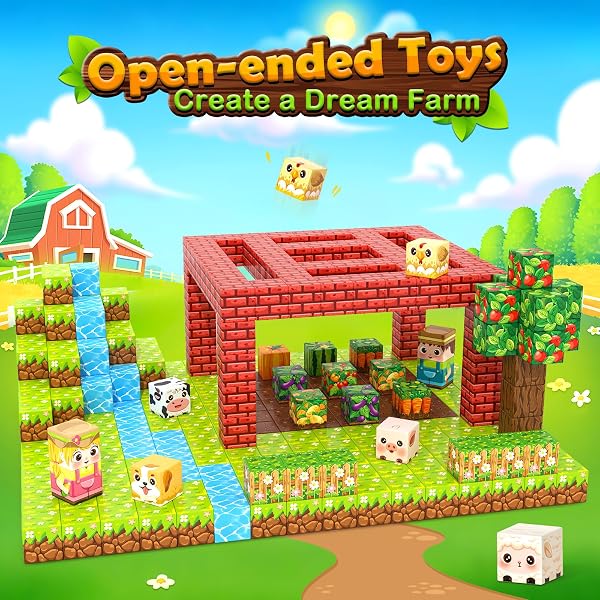 IGIVI 1″ MAGNETIC BLOCKS FARM ANIMALS SET, MAGNETIC CUBES WITH ULTRA MAGNET STRENGTH FOR KIDS AGES 3-12, STEM MAGWORLD TOYS IDEAL GIFTS FOR 3+ YEARS OLD BOYS GIRLS