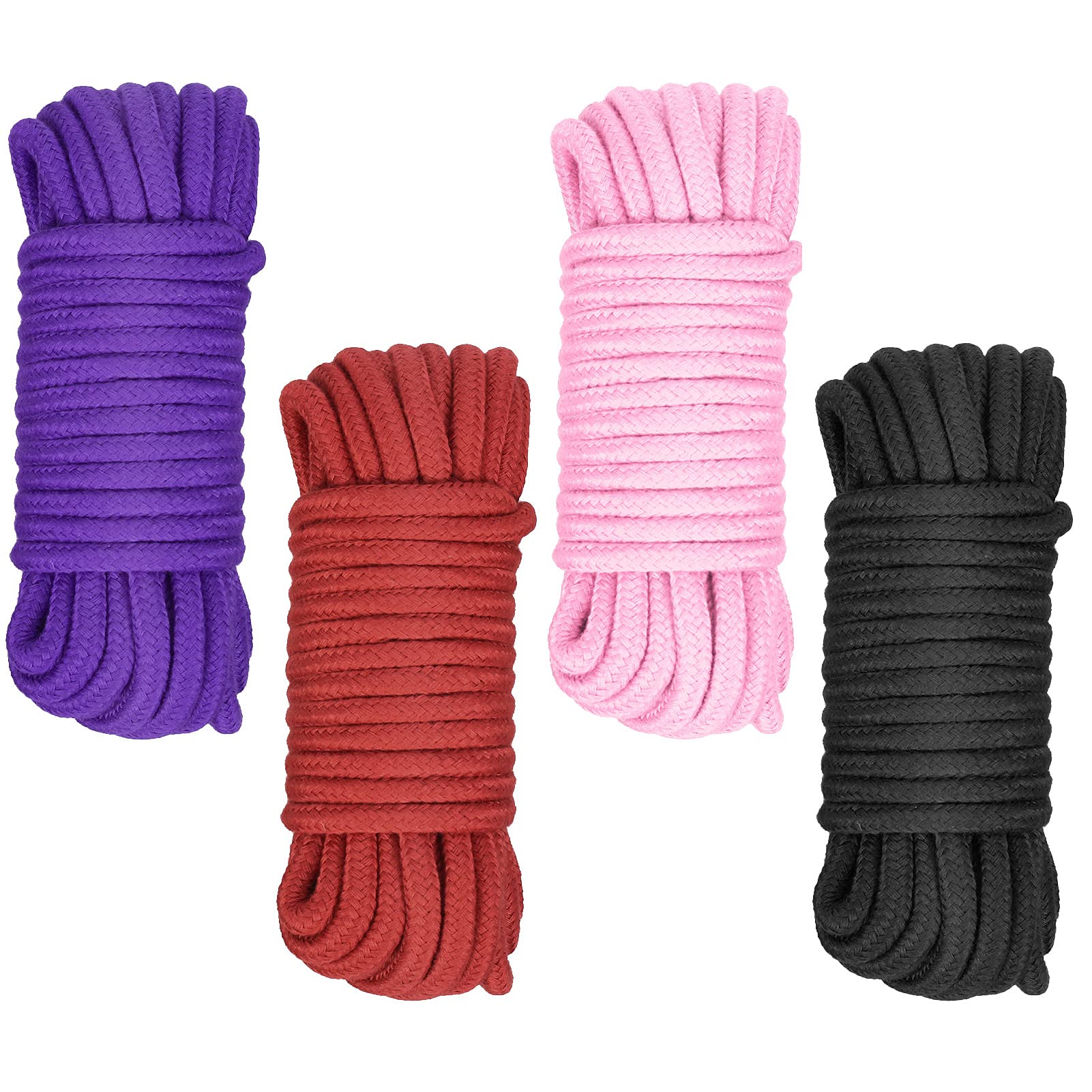 metagio 4 Pack Cotton Rope, 8MM Thick Cotton Rope 10M/ Roll All Purpose Soft Rope Twisted Cotton Knot Tying Rope
