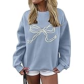 Ythomm Women’s Bow Graphic Sweatshirts Oversized Crewneck Drop Shoulder Pullover Sweatshirt Long Sleeve Tops 2025 Fall Outfit