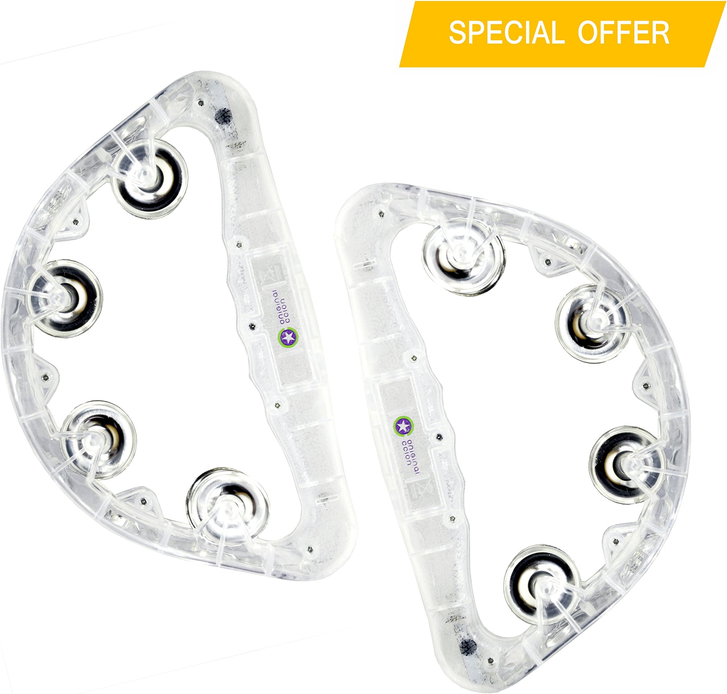 Original Color 2 X Flashing Tambourine,Flashing Light Toys,LED Light Up Bells Rattles Toy, Luminous Jingle Tambourine Instrument Great Gift For Children Kids