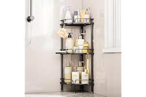 SWTYMIKI Shower Caddy Corner - 3 Tier Rustproof Bathroom Corner Shelf Standing Shower Organizer Rack Corner Shelf with Soap H