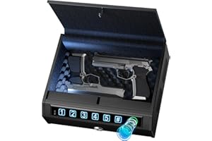 AIRMuch Biometric Safe Box with Fingerprint Unlock, Digital Keypad & Backup Key, Portable Anti-Theft Lock Box for Cash, Jewel