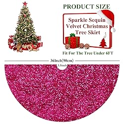 Sequin Pink Christmas Tree Skirt Velvet Tree Mat 36