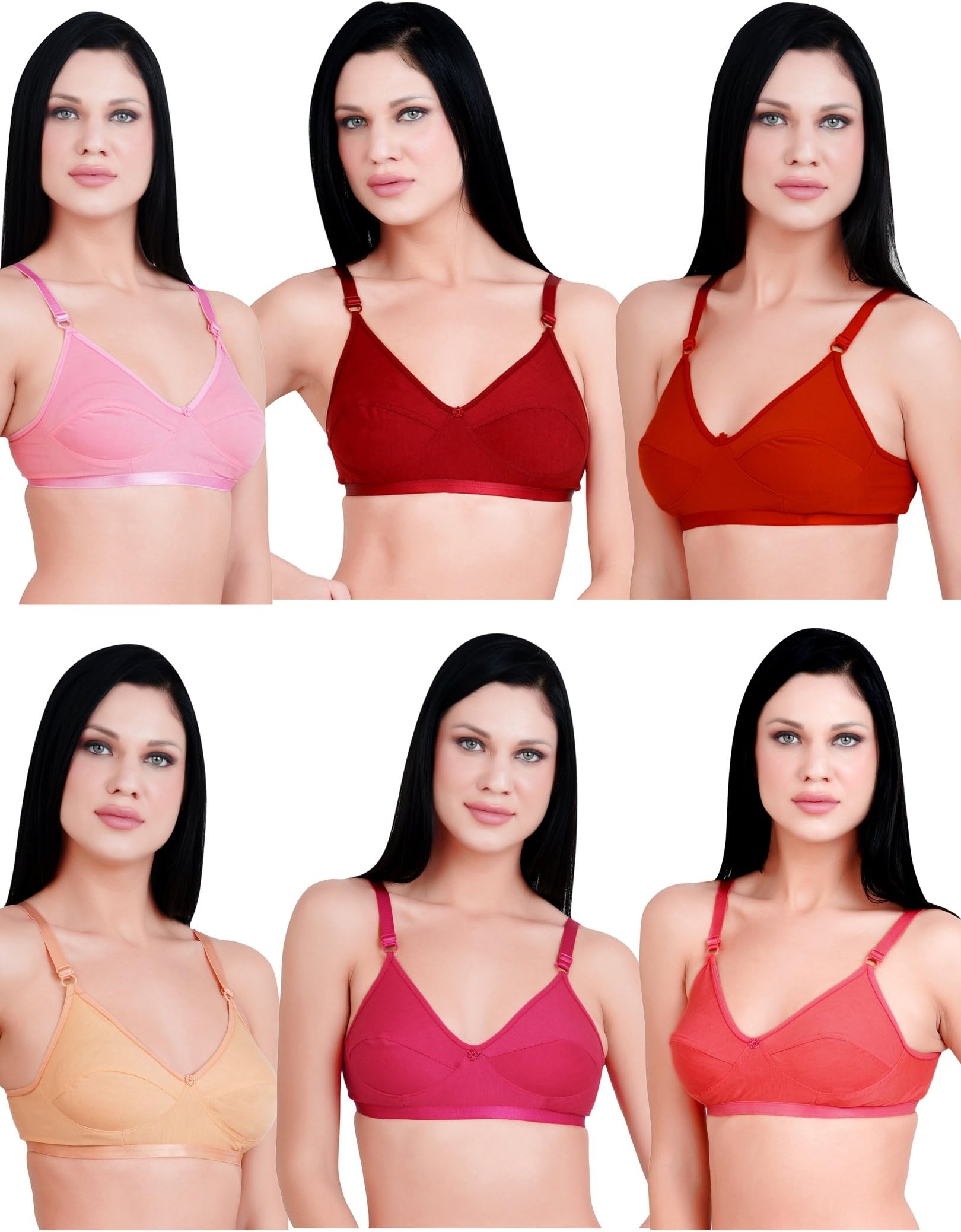 Cotton Full Coverage Full Cup Non Padded Regular Bra for WomensGirls Combo Pack of 6