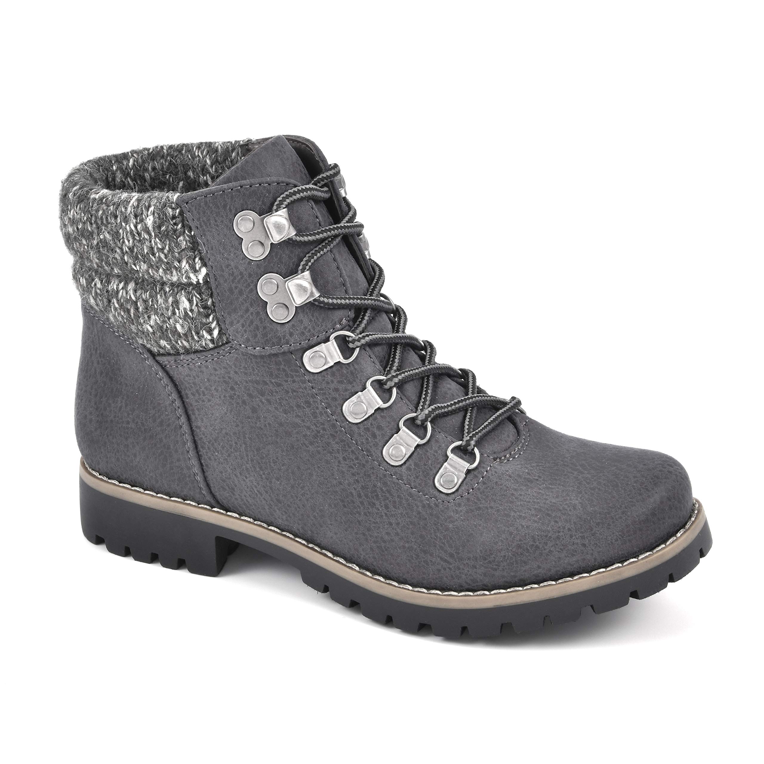 CLIFFS BY WHITE MOUNTAIN Shoes Pathfield Women's Lace-up Hiker Style Bootie, Charcoal/Fabric, 8 M Image CLIFFS BY WHITE MOUNTAIN Shoes Pathfield Women's Lace-up Hiker Style Bootie, Charcoal/Fabric, 8 M Image