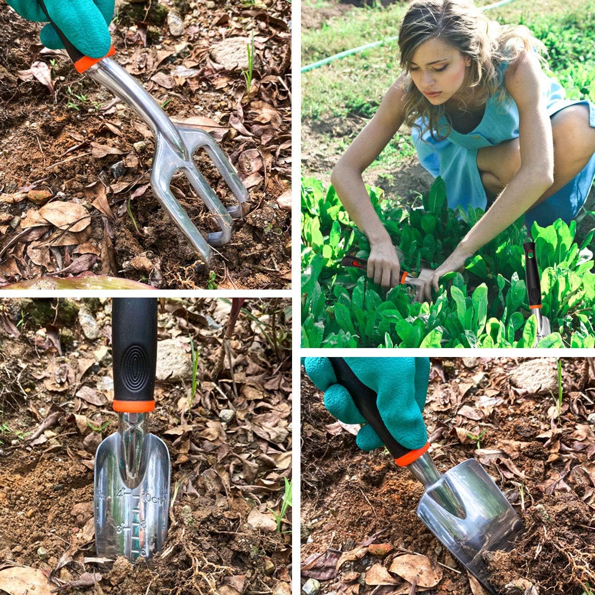 TYHJOY Gardening Tools Set, 4 Pack Heavy Duty Aluminum Transplant Trowel, Cultivator Hand Rake, Shovels Garden Tools and Gloves Set, Garden Gifts for Men Women : Garden & Outdoor