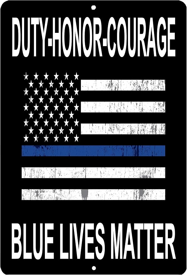 Amazon Com Blue Lives Matter Flag Metal Tin Sign Wall Decor Man