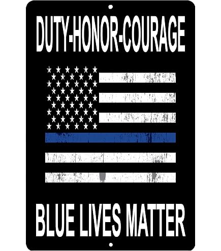 Rogue River Tactical Metallschild USA-Flagge Mit Blauer Linie – Wanddekoration, 35,6x25,4 Cm