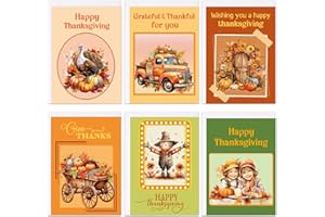 ceiba tree 20Pcs Vintage Thanksgiving Cards Retro Autumn Fall Pumpkin Greeting Cards Happy Thanksgiving Day Assorted Thank You Blank Notescards with Envelopes for Classroom Home Office Business