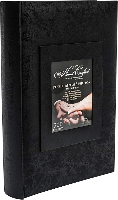 Amazon Com Kvd Kleer Vu Deluxe Albums Wedding Album Collection Holds 300 4x6 Photos 3 Per Page Jacquard Textured Window Frame Cover Black Home Kitchen