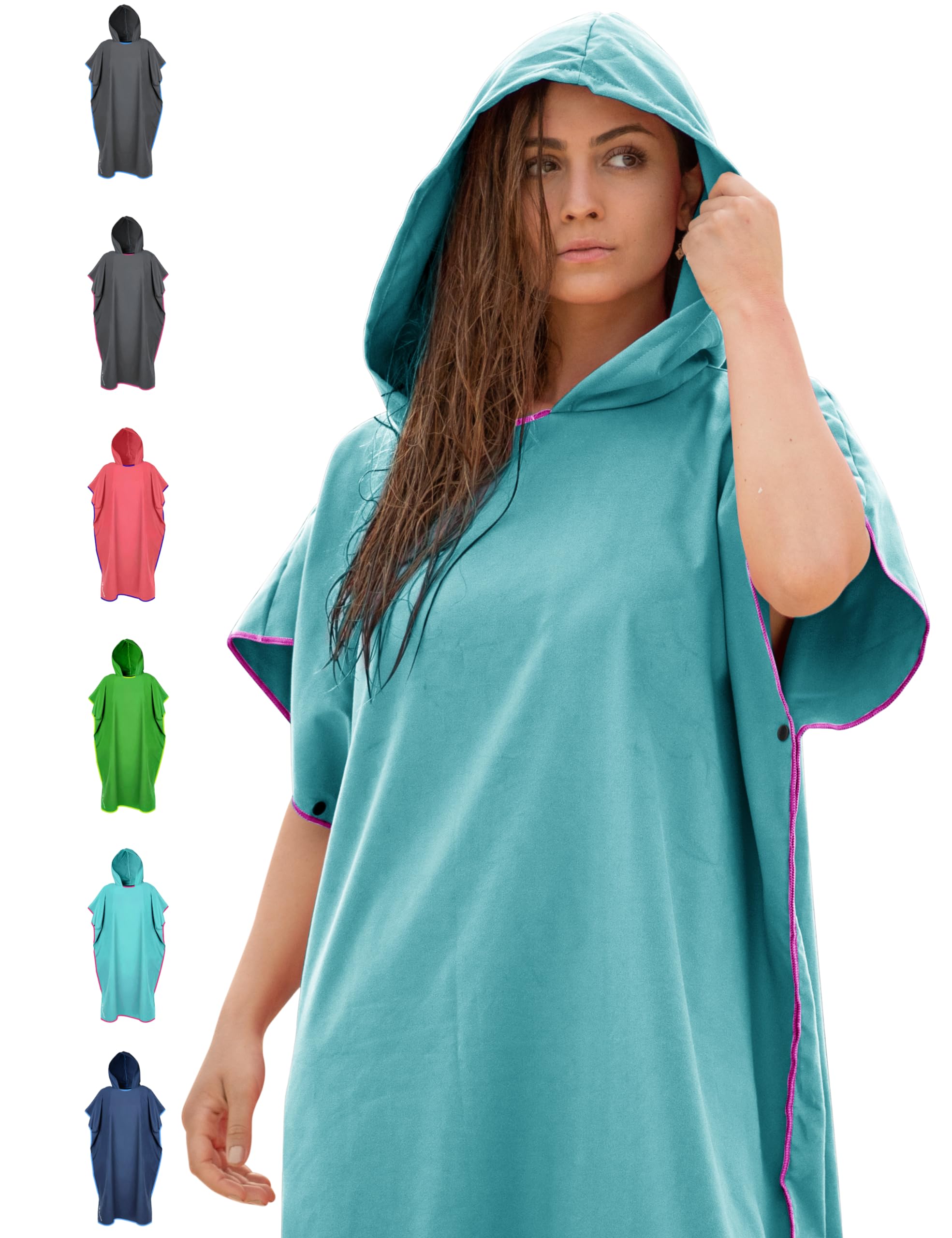 NirvanaShape Towel Poncho for Adults | Change Robe and Beach Towel in One | Quick-Drying Surf Poncho | Ideal on Surfing & Camping Trips + Sauna, Snorkelling & Beach