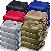 Toulite 24 Pcs Bulk Flannel Fleece Blankets 50 x 60 Inch for Homeless Donations Cozy Fleeces Throw Blankets Winter Fleece Blanket for Donations Bed Couch Sofa Home Camping Gifts(Dark Colors)