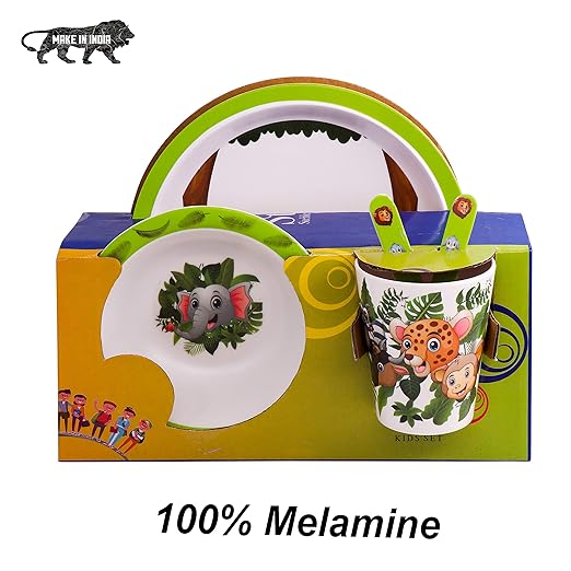 St Stehlen Exclusive Jungle Book Design, Melamine Kids Set, 5-Pieces (1 x Plate, 1 x Bowl, 1 x Glass,