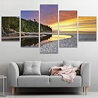SIGNWIN Framed Canvas Wall Art Beautiful Michigan Landscape-Miners Beach at Rock National Lakeshore Coastal Ocean Contemporary Panoramic Relax/Calm for Living Room, Bedroom, Office - 60
