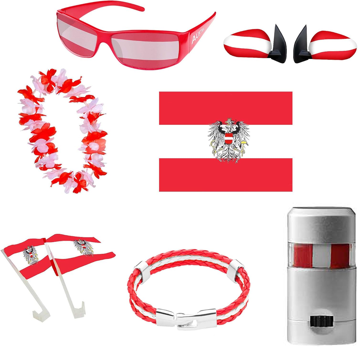 Piersando Fan Set Österreich Fussball EM & WM Länderflagge Fanartikel