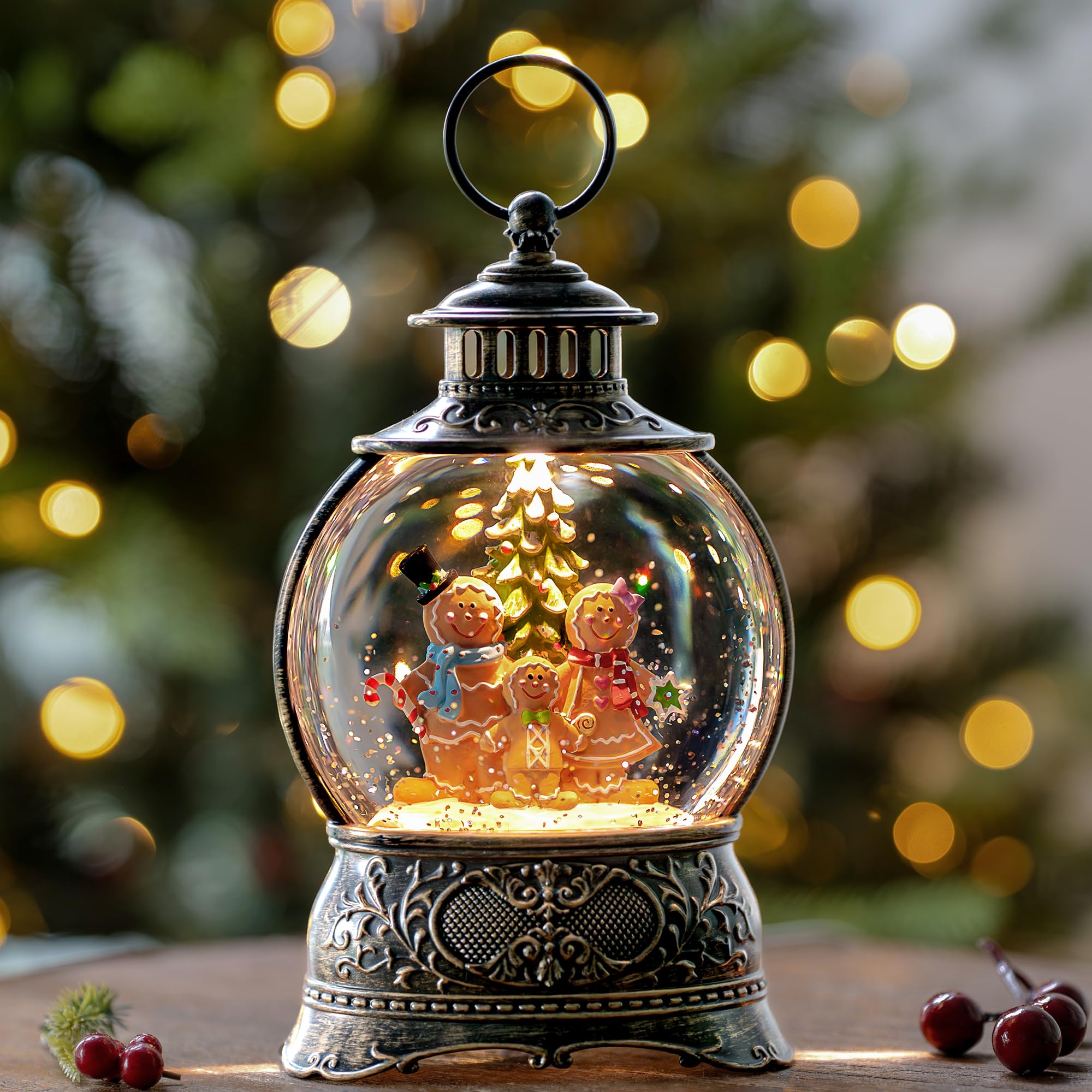 Christmas Snow Globe Lantern Water Glittering