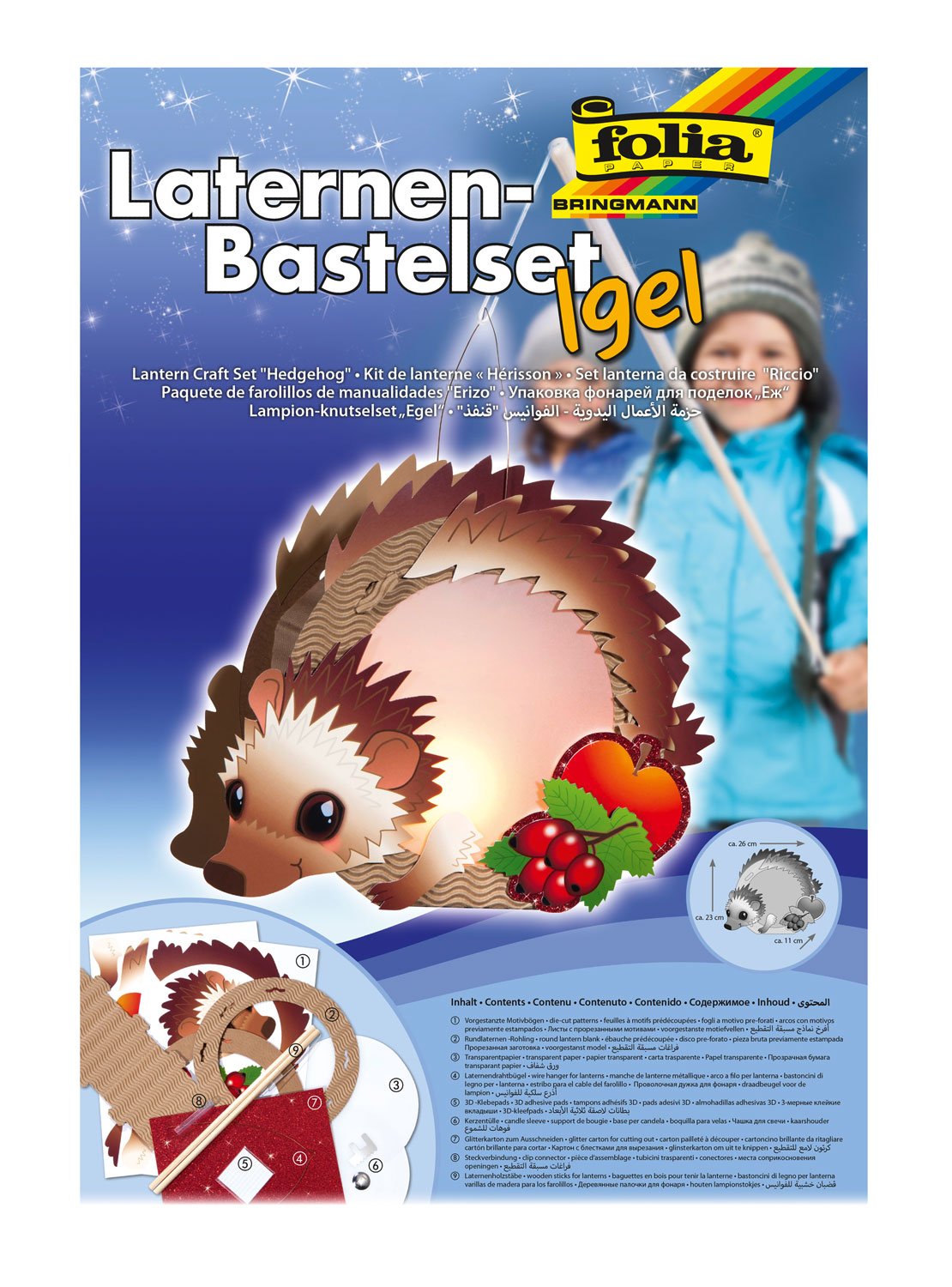 Folia 94102 4008525128038 Craft Lantern Set Hedgehog